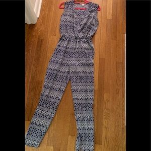 Navy Patterned Jumpsuit